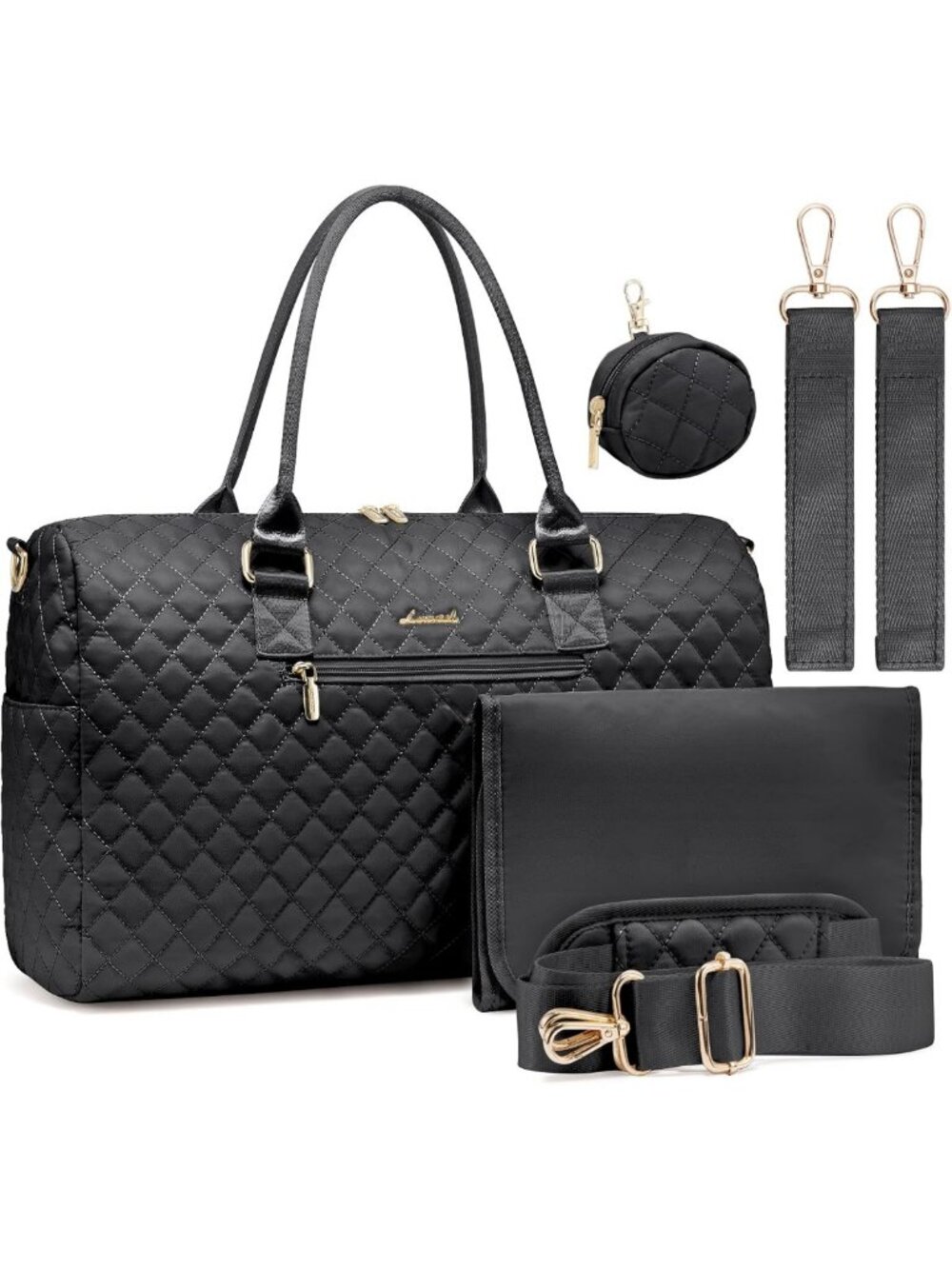 Stylish Large Capacity Diaper Tote with Changing Pad & Pacifier Case - Perfect